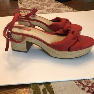 Copper Key Sunnydays Sandals Womens 8M Red Ankle Strap Platform Clog Shoes